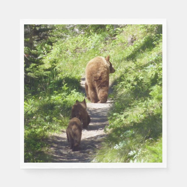 Serviette En Papier Famille d'ours bruns (Devant)