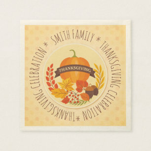 Serviette En Papier  Famille.  Fête de l'Action de grâce.Personnalis