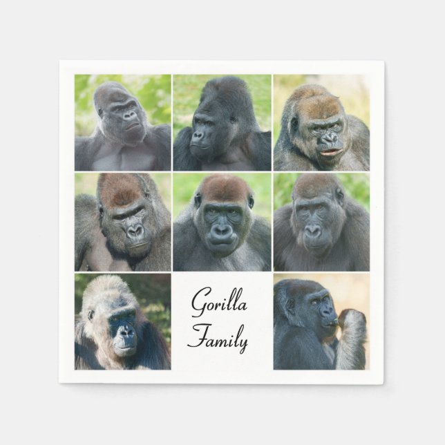 Serviette En Papier Famille Gorilla (Devant)