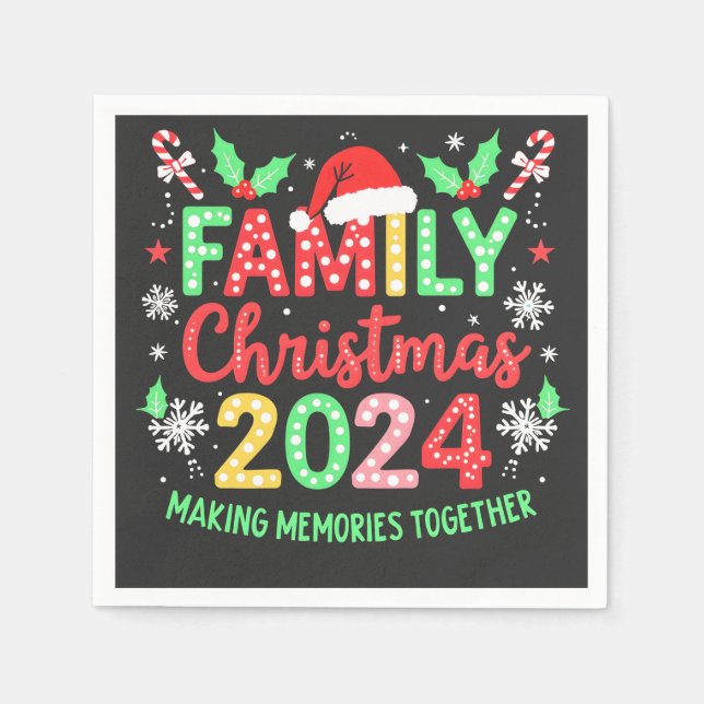 Serviette En Papier Famille Noël 2024 Xmas Family Matching (Devant)