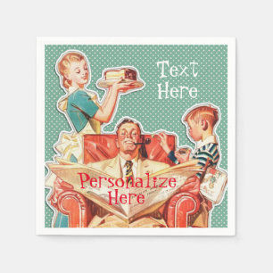 Serviette En Papier Famille nucléaire vintage des années 1950, femme a