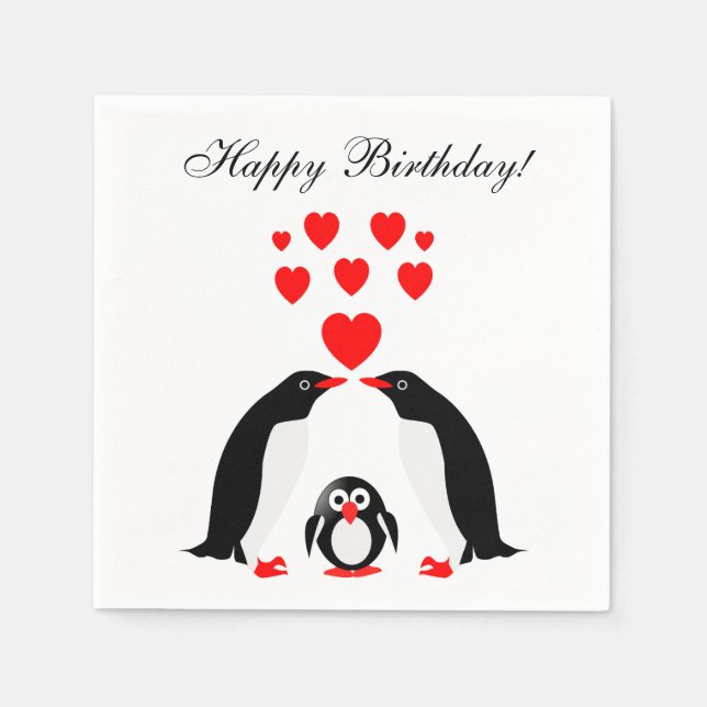Serviette En Papier Famille Penguins (Devant)