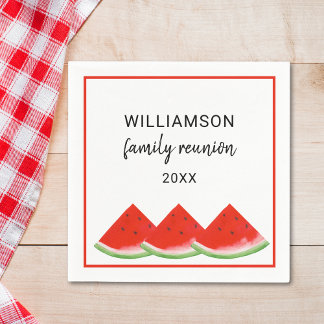 Serviette En Papier Famille personnalisée Réunion Rouge Watermelon