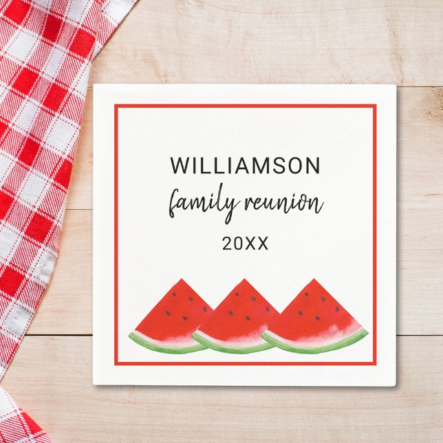 Serviette En Papier Famille personnalisée Réunion Rouge Watermelon (Créateur téléchargé)