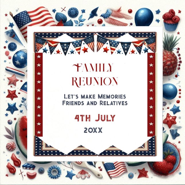 Serviette En Papier Famille Réunion American Flag Bund 4 Juillet Crew (Family Reunion American Flag Bunting 4th July Crew Napkins)