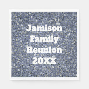 Serviette En Papier Famille Réunion Année et nom Mosaïque bleue