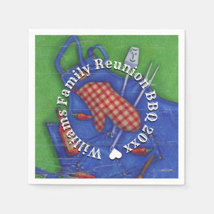 Serviette En Papier Famille Réunion barbecue Nom monogramme