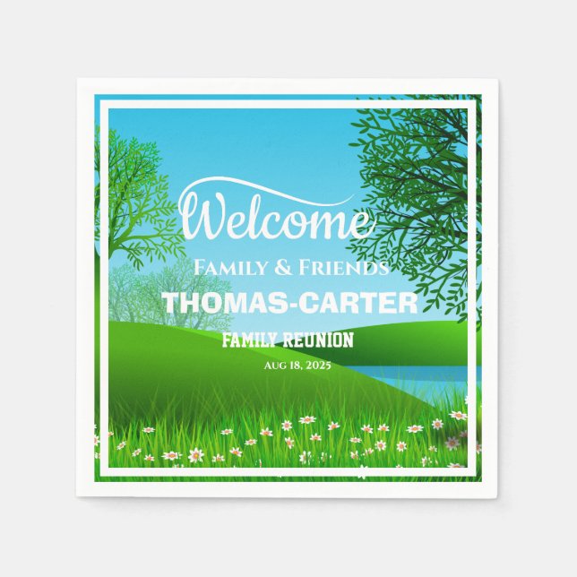 Serviette En Papier Famille Réunion Nature Scène Lac Personnalisé (Devant)