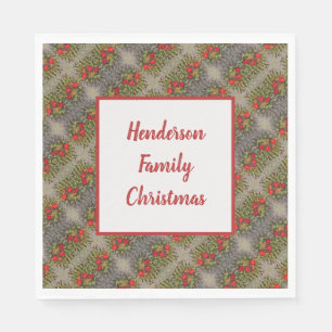 Serviette En Papier Famille Vacances Rouge et Vert Motif Abstrait