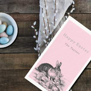 Serviette En Papier Famille vintage de lapins - Joyeux Pâques
