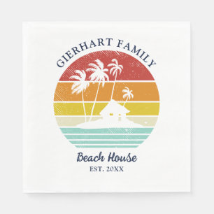 Serviette En Papier Family Beach House Palm Trees Papier Rétro