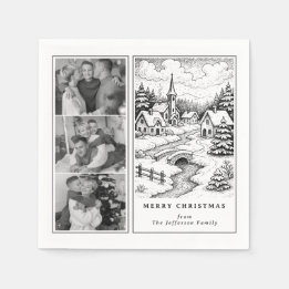 Serviette En Papier Family Photos Christmas  Village in Winter