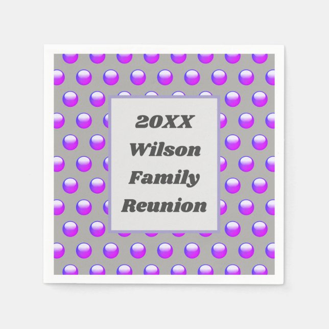 Serviette En Papier Family Reunion Picnic Purple Polka Dot (Devant)