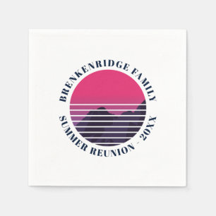 Serviette En Papier Family Summer Party Retro Sunset Mounts Papier