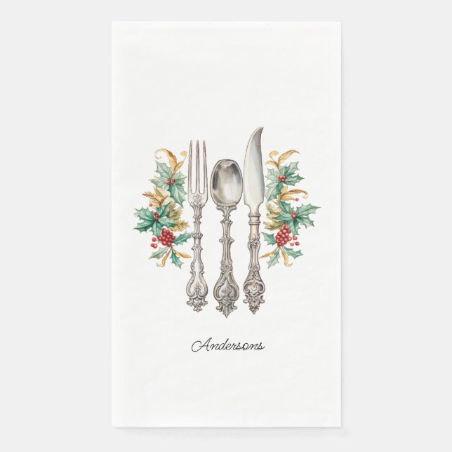 Serviette En Papier Fancy Holiday Silverware Papier Personnalisé Napki (Devant)