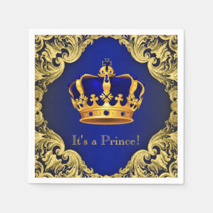 Serviette En Papier Fancy Royal Blue Gold Prince Baby Shower