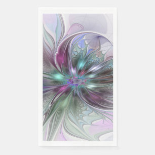 Serviette En Papier Fantaisie Abstraite Moderne Fleur Fractale Colorée