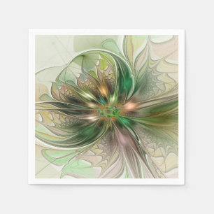 Serviette En Papier Fantaisie Abstraite Moderne Fleur Fractale Colorée
