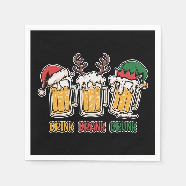 Serviette En Papier Fantaisie de bière de Noël (Devant)