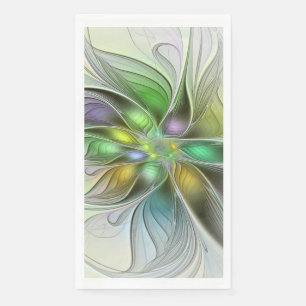 Serviette En Papier Fantaisie de fleurs colorées abstraites fractales
