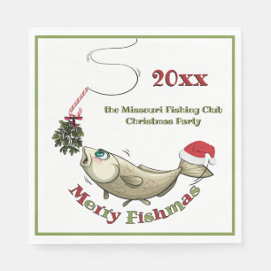 Serviette En Papier Fantaisie de pêche Noël - Merry Fishmas Mistletoe