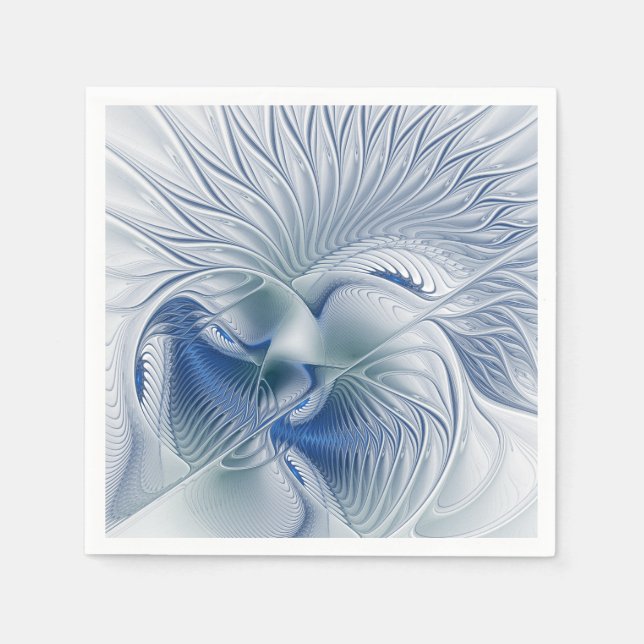 Serviette En Papier Fantaisie dynamique Abstrait Tons bleus Art fracta (Devant)