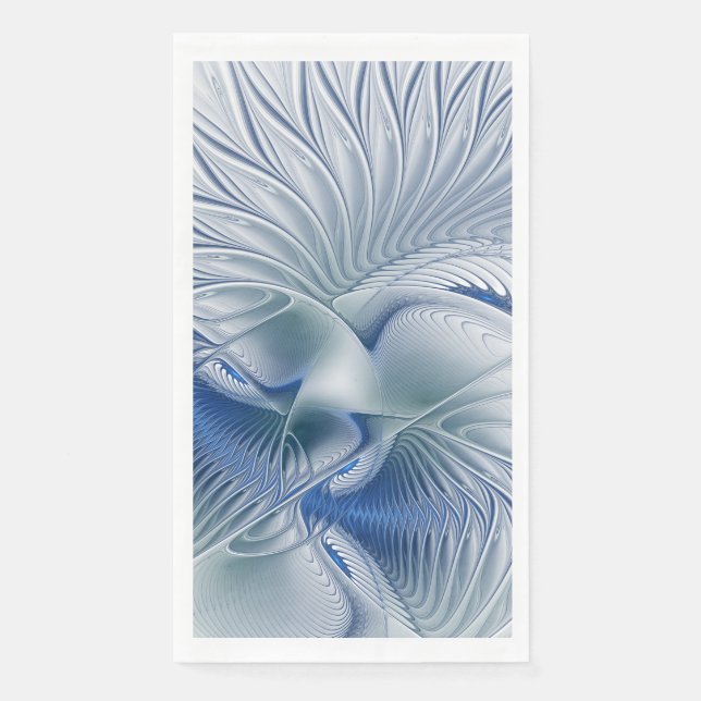 Serviette En Papier Fantaisie dynamique Abstrait Tons bleus Art fracta (Devant)