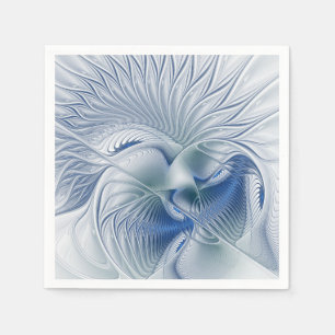 Serviette En Papier Fantaisie dynamique Abstrait Tons bleus Art fracta