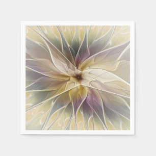 Serviette En Papier Fantaisie florale or aubergine Art fractal abstrai