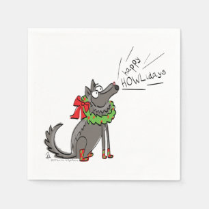 Serviette En Papier Fantaisie Loup Noël Joyeux Howlidays Holiday