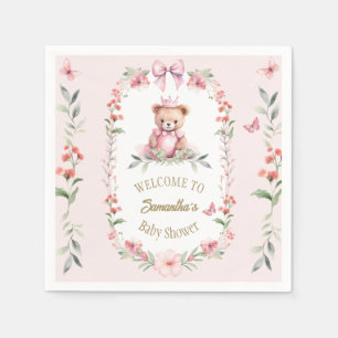 Serviette En Papier Fantasmes Floraux Roses & Câlins d'Ours en Peluche