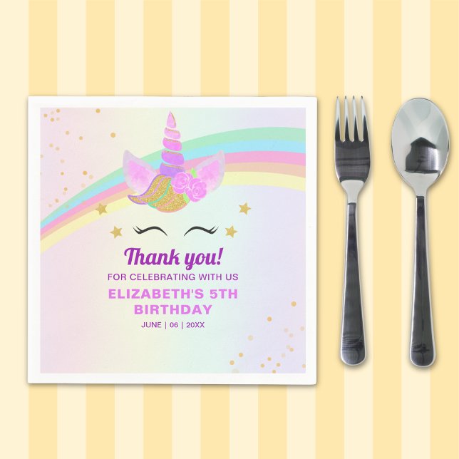 Serviette En Papier Fantasy Unicorn Birthday Girl Party (Créateur téléchargé)