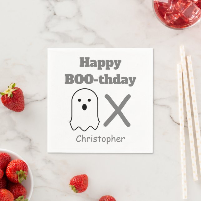 Serviette En Papier Fantôme BOO-thday (En situation)