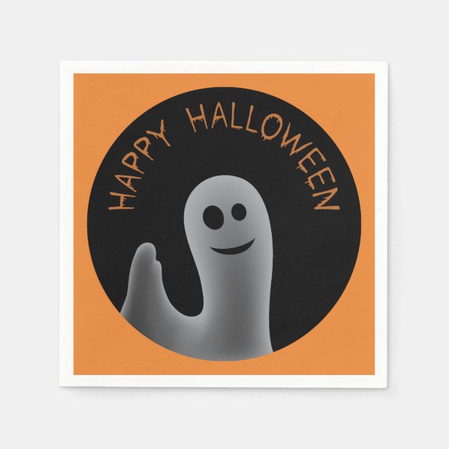 Serviette En Papier Fantôme convivial (Happy Halloween) (Devant)