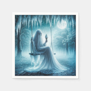 Serviette En Papier Fantôme d'Halloween mangeant un cornet de glace