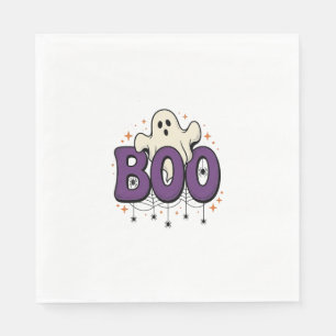 Serviette En Papier Fantôme d'Halloween Rigolo Araignée Vintage_1