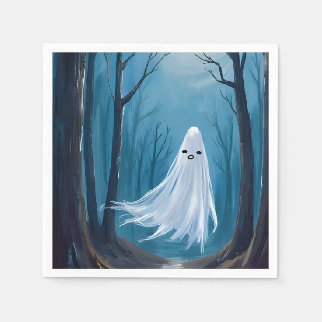 Serviette En Papier Fantôme effrayant | Joyeuse fête d'Halloween (Devant)