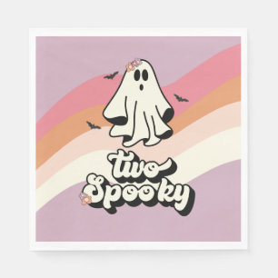Serviette En Papier Fantôme groovy rétro Halloween Deux Anniversaire S