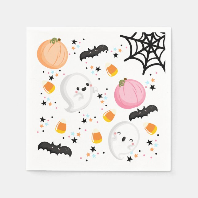 Serviette En Papier Fantôme rose mignon Halloween Fête d'anniversaire  (Devant)