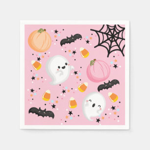 Serviette En Papier Fantôme rose mignon Halloween Fête d'anniversaire