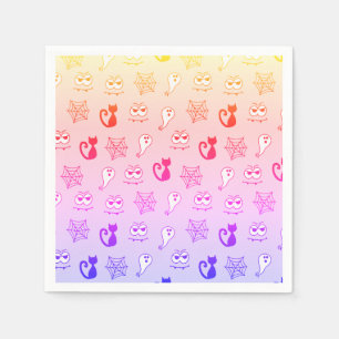 Serviette En Papier Fantôme, toiles d'araignées et chats noirs arc-en-