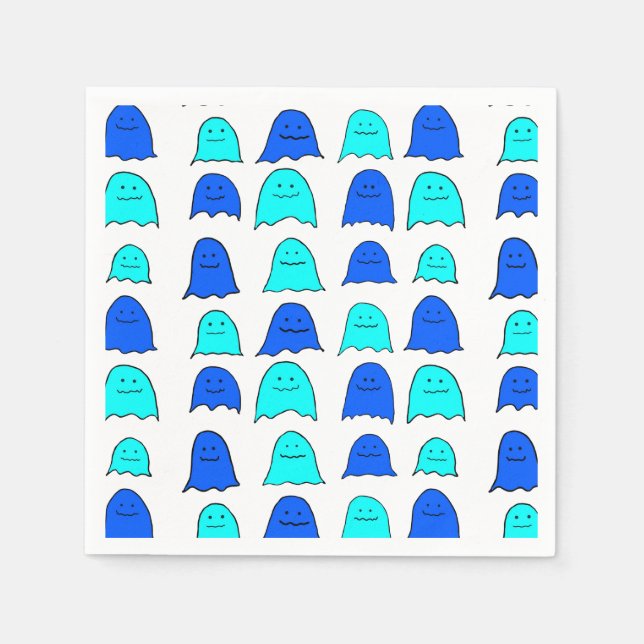 Serviette En Papier Fantômes bleus d'Halloween (Devant)