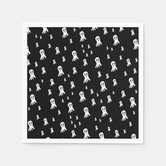 Serviette En Papier Fantômes d'Halloween foncé (Devant)