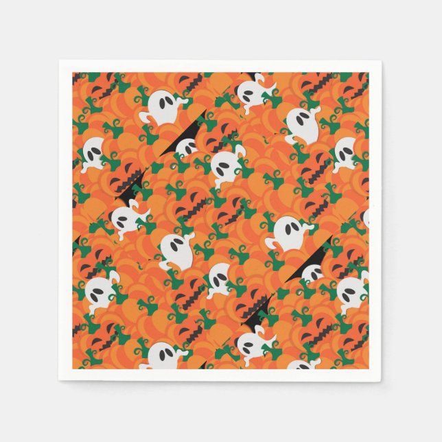 Serviette En Papier Fantômes d'Halloween Patch de citrouille hantée (Devant)