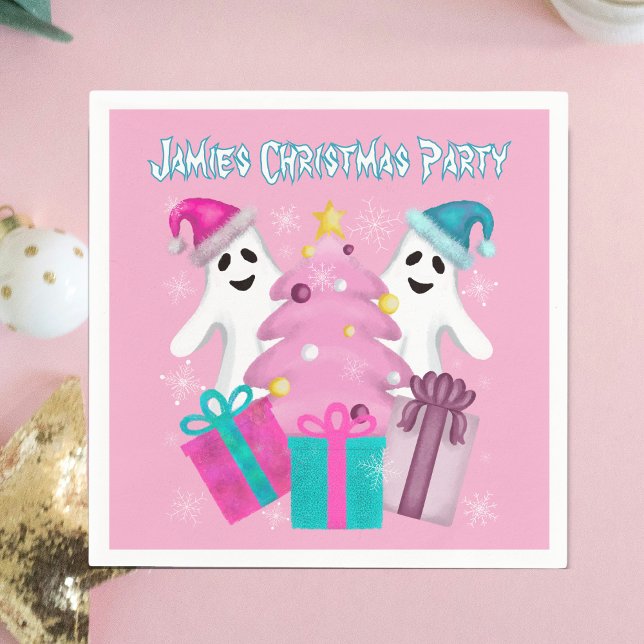 Serviette En Papier Fantômes du Père Noël avec arbre de Noël & présent (Créateur téléchargé)