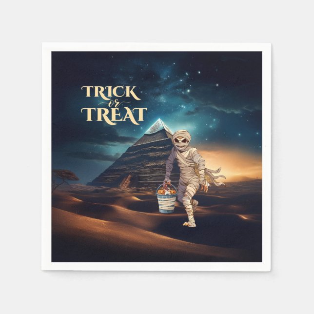Serviette En Papier Farce ou Friandise d'Halloween Mummy  (Devant)