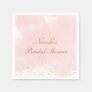 Serviette En Papier Fard Rose & Or éclaboussé Mariage Moderne Shower