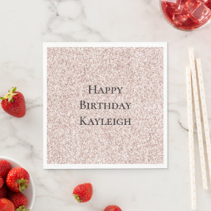 Serviette En Papier Fard rose pailleté Girly Glam pour anniversaire