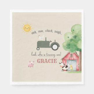 Serviette En Papier Farm and Animals Birthday Paper 