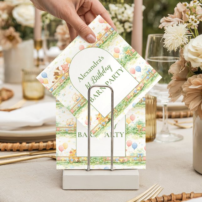 Serviette En Papier Farm Animals Barnyard 1st Birthday (Créateur téléchargé)